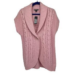 American Living Cable Knit Vest XL‎ Pink Single Button Cardigan Sweater NWT